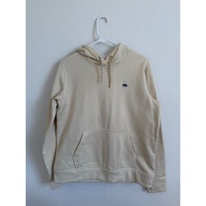 Burton Oak Pullover Hoodie Mens Medium Beige Cream Tech Fleece Mountain Logo